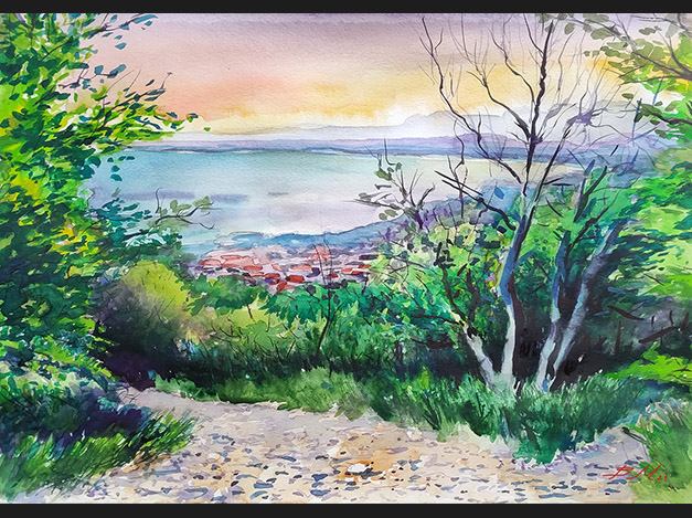 In the embrace of the sunset - The path with the chapels in St. Vlas (view of Sunny Beach)